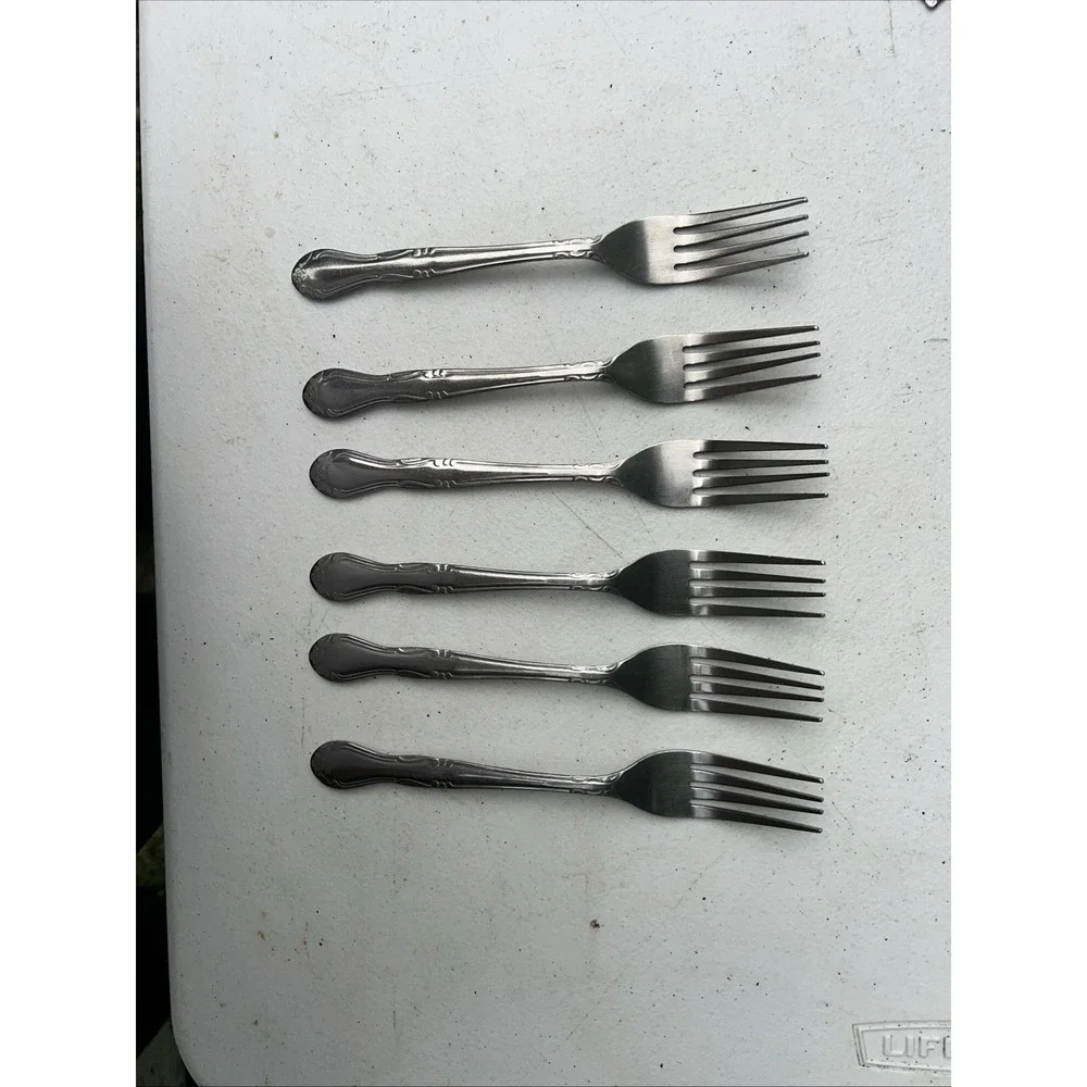 SET 6 DINNER  FORKS! Vintage ROSA LINDA stainless: By Libertyware